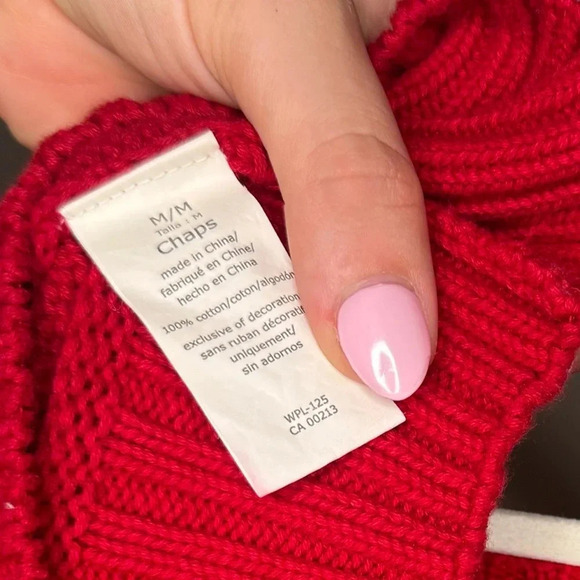 NWOT VTG Chaps Logo Red Embroidered Knit Crew Neck Pullover Grandpa Sweater - Picture 12 of 13